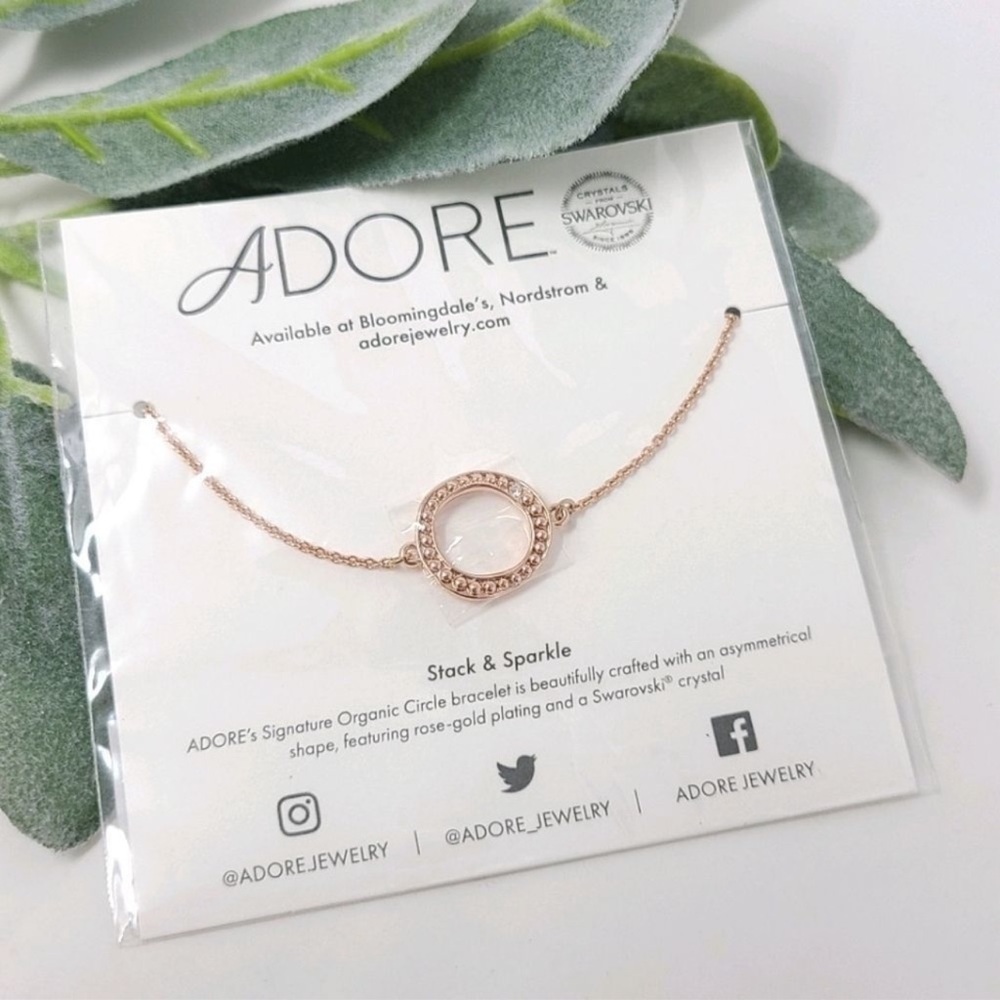 ADORE Swavroski Circle Rose Gold Bracelet NWT